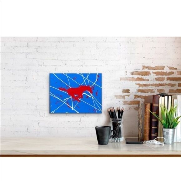 Hand painted SMU Mustang painting 8 x 10 - Picture 11 of 15